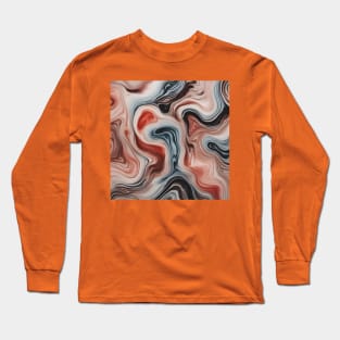 Red, orange and black suminagashi marble pattern Long Sleeve T-Shirt